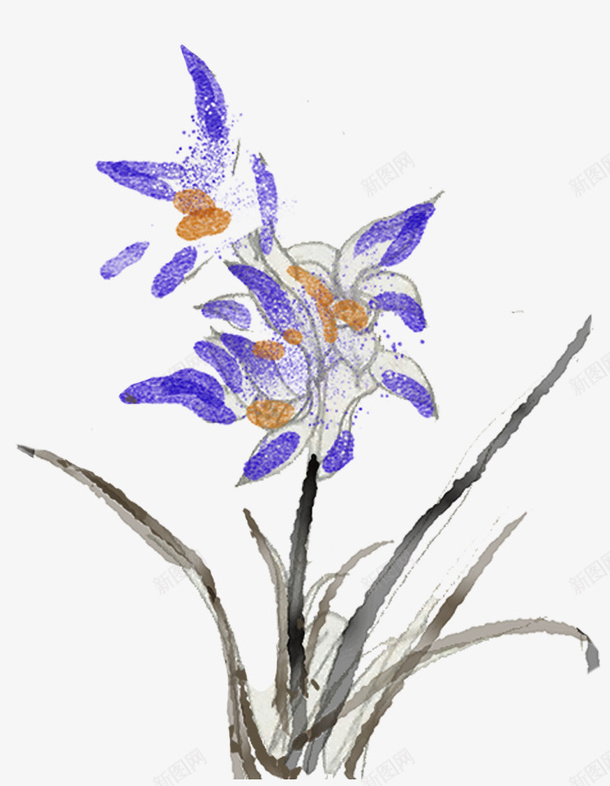 彩绘装饰兰花插画png免抠素材_新图网 https://ixintu.com 兰花 彩绘 手绘兰花 植物 花卉 装饰图案