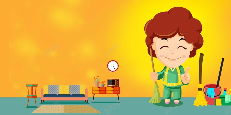 简约卡通保洁服务PSDpsd设计背景_新图网 https://ixintu.com PSD源文件 PSD素材 保洁工 保洁服务 分层文件 家政保洁 家政服务 打扫卫生 清洁工 环卫工人 背景模板 背景海报 背景素材 钟点工 高清背景