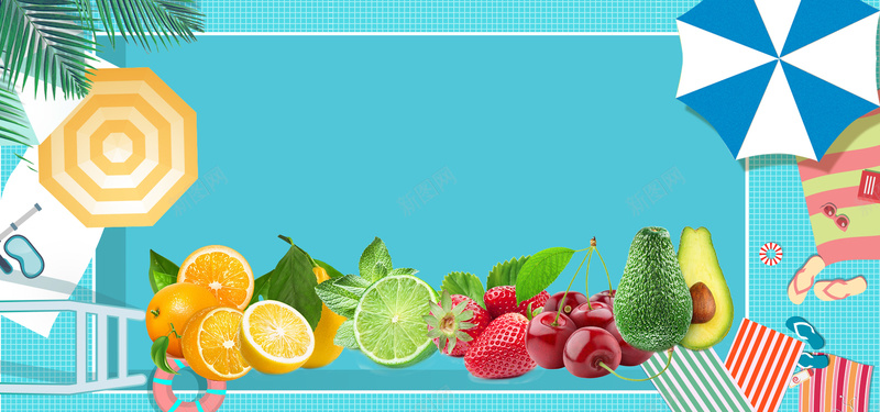简约夏季海滩水果bannerjpg设计背景_新图网 https://ixintu.com 卡通 夏 夏天 夏季 天蓝色 果汁 柠檬 柠檬汁 樱桃 橙子 水果 清凉 电 绿色 酒水 饮品 饮料