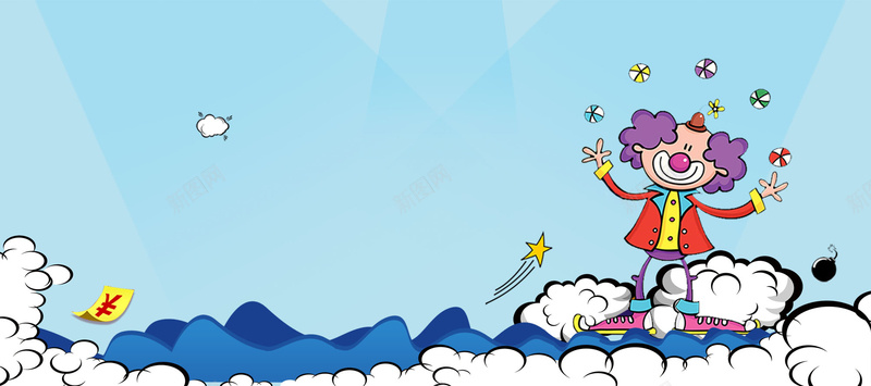 愚人节卡通童趣蓝色bannerpsd设计背景_新图网 https://ixintu.com 4月1日 促销 几何 小丑 愚人节 杂技 淘宝 渐变背景 激情 炸弹 爆炸云 狂欢 电商 舞台 表演
