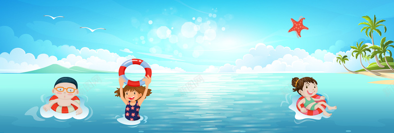 夏天卡通海水清凉游泳蓝色背景psd设计背景_新图网 https://ixintu.com 卡通 夏天 夏至 小孩游泳 小清新 海水 清凉 童趣 节日 蓝色背景