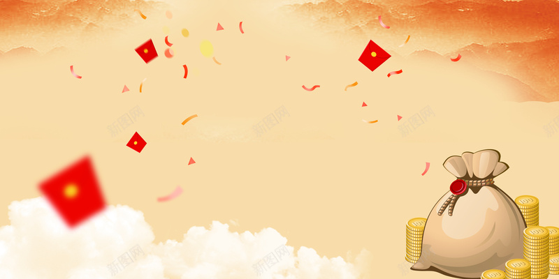 红色钱包促销背景psd设计背景_新图网 https://ixintu.com 促销 天空 白云 钱包 钱袋