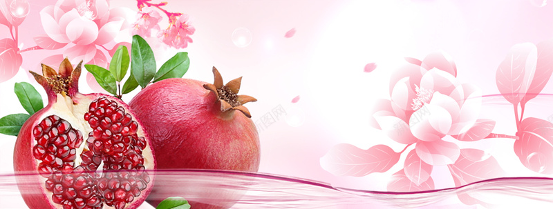红色石榴浪花背景psd设计背景_新图网 https://ixintu.com 海报banner 石榴 红色 花卉