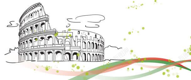 旅行简约背景jpg设计背景_新图网 https://ixintu.com 创意 建筑 彩带 旅行 简笔画 简约