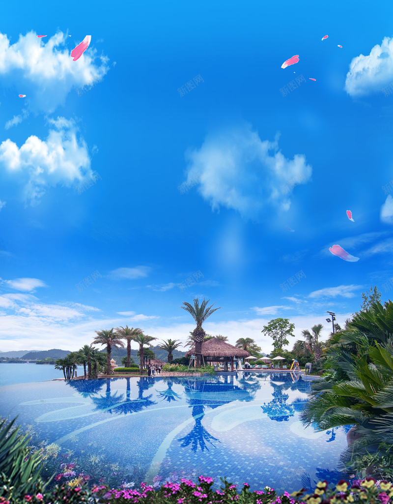 清新浪漫巴厘岛国庆旅行海报背景psdpsd设计背景_新图网 https://ixintu.com psd 出境游 国庆旅行 国庆游 巴厘岛 巴厘岛旅行 浪漫 海报背景 海边 清新 花