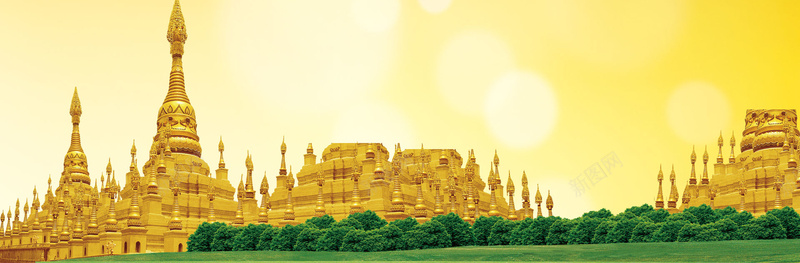 泰国风情背景psd_新图网 https://ixintu.com 促销海报 建筑 摄影 海报banner 风景 黄色背景