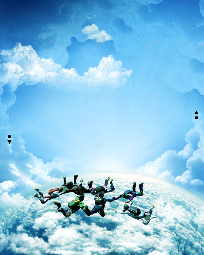 云端大气创意团队合作共赢海报背景psd设计背景_新图网 https://ixintu.com 云端大气 创意 励志海报 合作共赢 团队创意 团队合作 团队精神 团队精神宣传 广告设计 极限云端 海报背景 激烈 跳伞