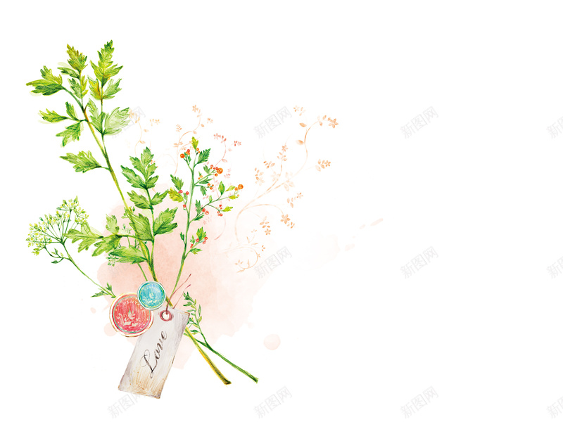 手绘艾草寄托思念psd设计背景_新图网 https://ixintu.com 小清新 手绘 文艺 白色 简约
