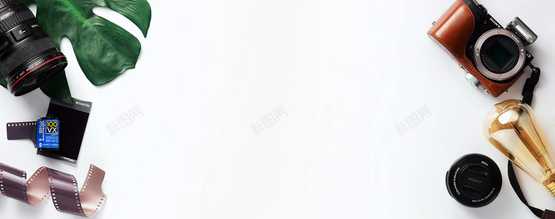 平铺俯视摄影摄像背景jpg_新图网 https://ixintu.com 俯视 平铺 摄像 摄影 海报banner 相机 背景 胶卷