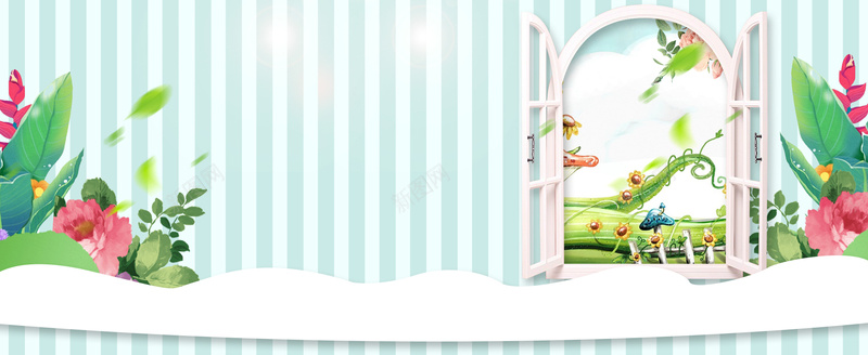 春天上新几何纹理蓝bannerpsd设计背景_新图网 https://ixintu.com 小清新 广告 开春 文艺 春天 春季 景色 活力 窗户 简约 素材 纹理 绿色 背景 设计 踏春