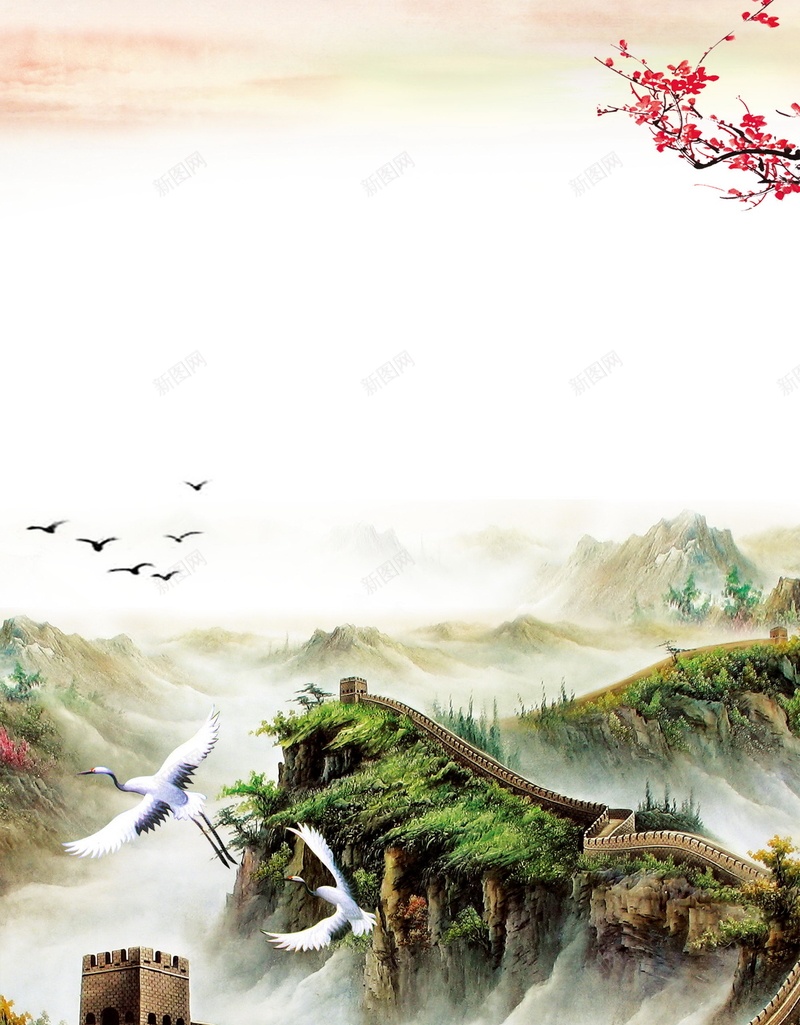 中国风水墨江山如画psd设计背景_新图网 https://ixintu.com 150PPI PSD源文件 万里长城 中国风 中式海报 分层文件 创意海报 复古 大好河山 平面设计 意境海报 水墨 水墨江山 江山如画