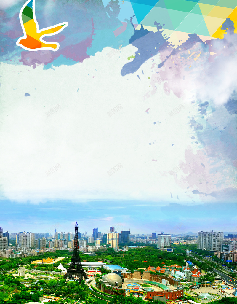 深圳旅游海报背景psd设计背景_新图网 https://ixintu.com 印象深圳 深圳 深圳世界之窗 深圳地标 深圳地标矢量 深圳夜 深圳建筑 深圳旅游 深圳旅行 舌尖上的深圳 魅力深圳