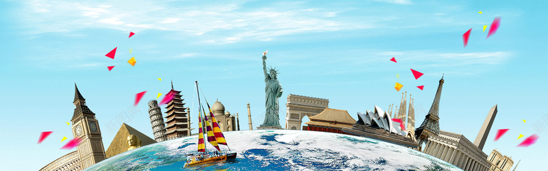 旅游狂欢环球旅行蓝天白云海报bannerjpg设计背景_新图网 https://ixintu.com 世界旅游 全球旅游 周游世界 巴黎旅行 旅游 旅游海报 旅行 环球旅游 环球旅行