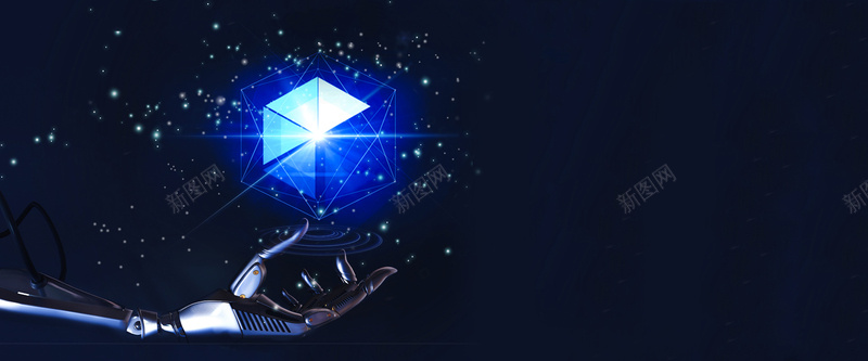 智能AI时代引领未来科技banner海报psd设计背景_新图网 https://ixintu.com AI 人工智能 商务 引领未来 手 机器手 科技 蓝色