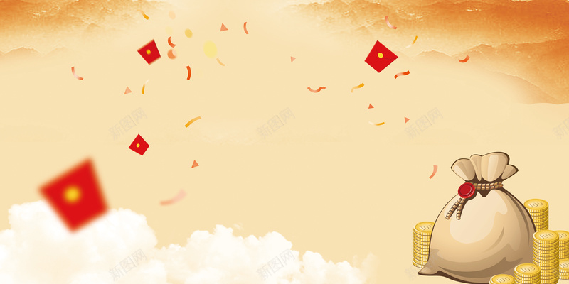 金融钱袋暖色背景图psd设计背景_新图网 https://ixintu.com 云彩 暖色背景 硬币 红包 纹理 质感 金融 钱袋