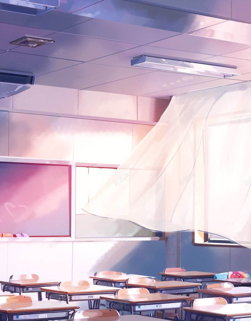 手绘唯美教室H5背景jpg设计背景_新图网 https://ixintu.com H5背景素材 一起向未来黑板报 同学 唯美 怀念 怀旧 手绘 教室 毕业季