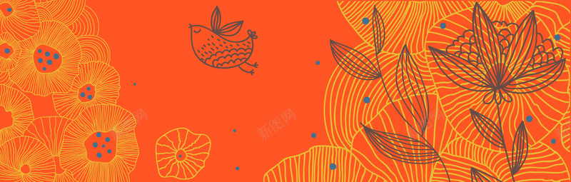 花鸟花卉banner矢量图ai设计背景_新图网 https://ixintu.com 卡通 手绘 插画 海报banner 童趣 线描 艺术彩色 花卉 花鸟花卉banner 矢量图