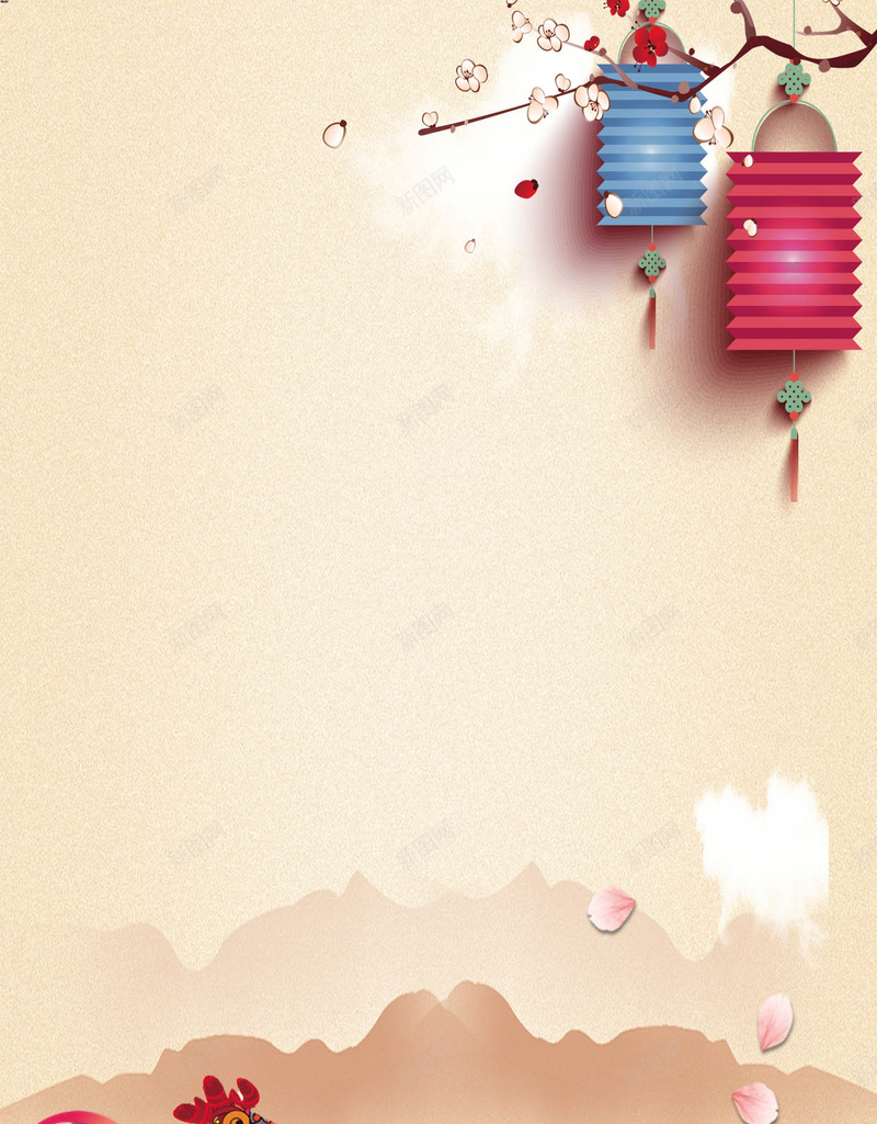 中国风新年H5背景psd设计背景_新图网 https://ixintu.com 2017年 H5背景 中国风 公鸡 新年 新年背景 新春 水墨画 灯笼 米色 过节 鸡年 鸡年背景