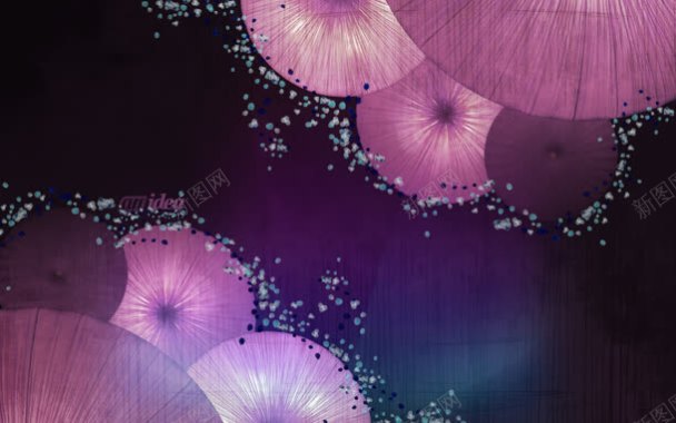 紫色手绘梦幻雨伞背景