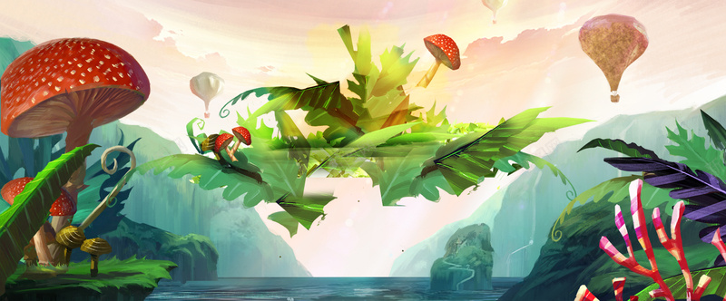 卡通梦幻背景bannerpsd设计背景_新图网 https://ixintu.com banner 卡通 手绘 树丛 梦幻 海报banner 童趣 背景 蘑菇