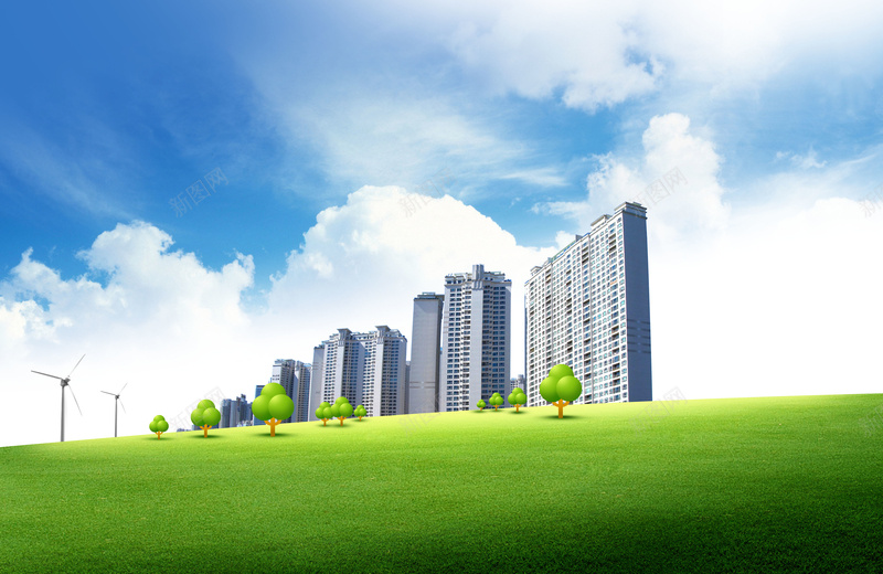 房产广告海报背景psd设计背景_新图网 https://ixintu.com 大风车 房产广告图片下载 爱护环境 环保意识 甜美笑容 生态环境 绿色家园 美女 自然风光 蓝天白云