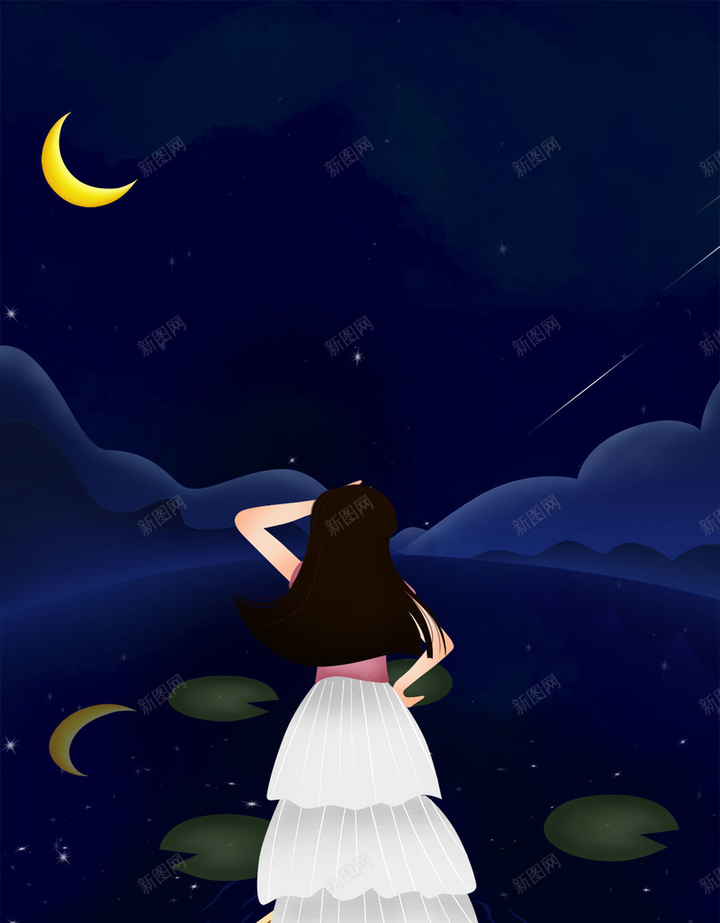 仰望星空插画女孩萤火虫H5背景psd设计背景_新图网 https://ixintu.com 仰望星空 仰望星空的女孩 女孩 寂静的夜晚 插画女孩 星星 星空 晚安 晚安海报 萤火虫