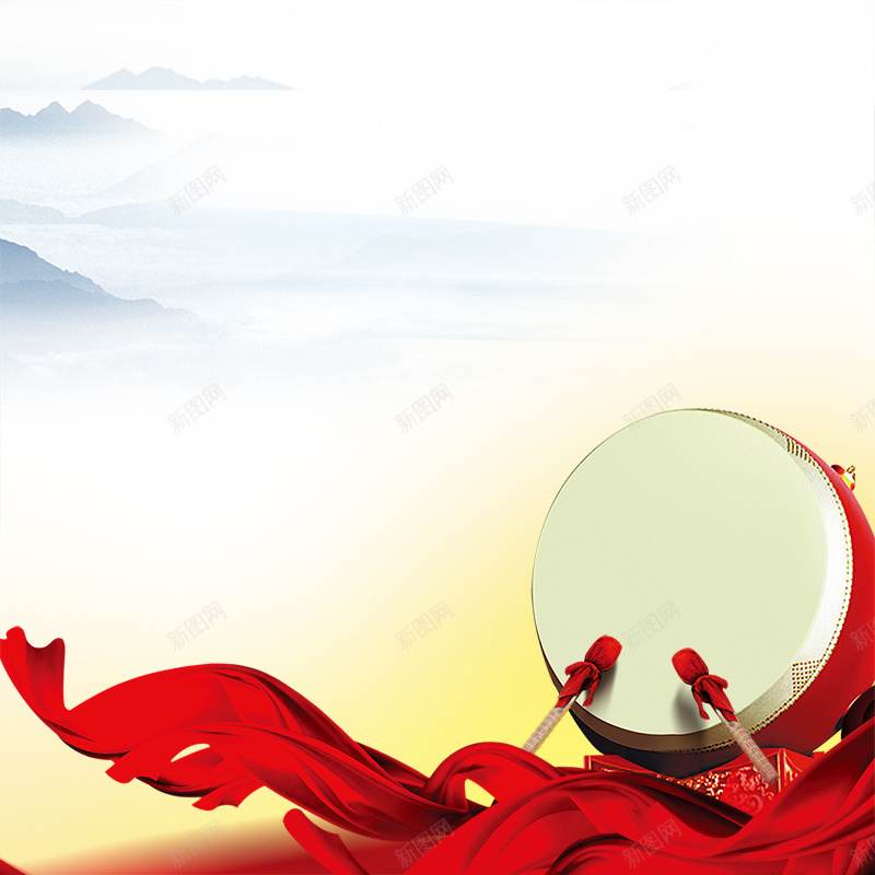 店庆促销红带主图背景psd设计背景_新图网 https://ixintu.com 主图 促销 山峰 店庆 激情 狂欢 红带 节日 鼓