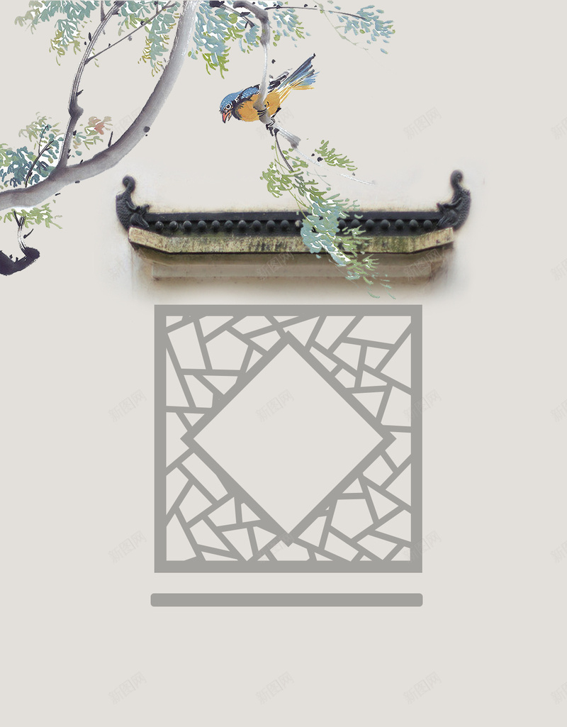 中国风清新手绘窗户背景psd高清背景_新图网 https://ixintu.com H5 中国风 分层 手绘 清新 窗户 素材 背景