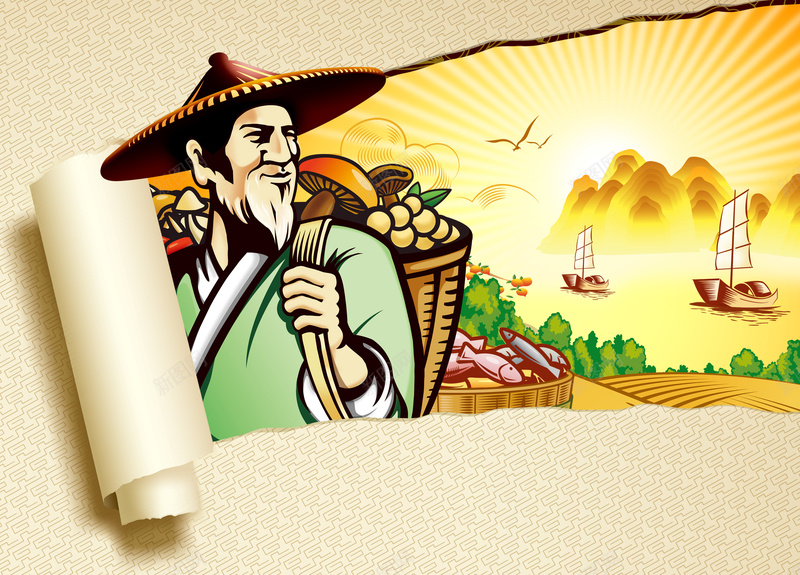 手绘农民创意绿色食品宣传海报背景jpg设计背景_新图网 https://ixintu.com 中国味道 健康味 健康生活 农产品 创意海报 手绘农民 收获 海报宣传背景 温暖 珍惜粮食 绿色食品