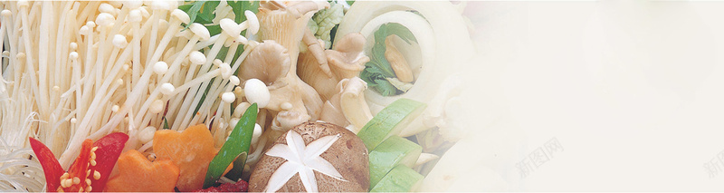 简约美食bannerjpg设计背景_新图网 https://ixintu.com 海报banner 火锅 美食 菌类 金针菇 香菇