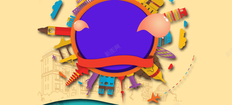 春天环球旅行几何卡通棕色bannerpsd设计背景_新图网 https://ixintu.com 卡通飞机 小清新 广告 开春 文艺 春天 春季 活力 环球旅行 简约 素材 绿色 背景 设计 踏春