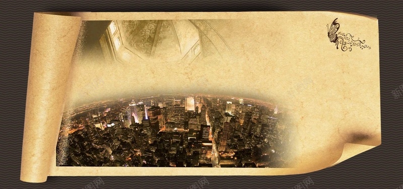 羊皮纸城市psd设计背景_新图网 https://ixintu.com 古典 城市 欧洲 海报banner 羊皮纸