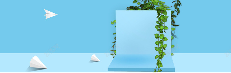 蓝色简约风格树叶psd模板bannerjpg设计背景_新图网 https://ixintu.com banner psd 几何元素 树叶 模板 简约风格 纯色背景 蓝色