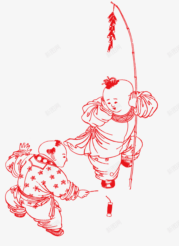 童男童女png免抠素材_新图网 https://ixintu.com 2017 中国风 童男童女素材 过年