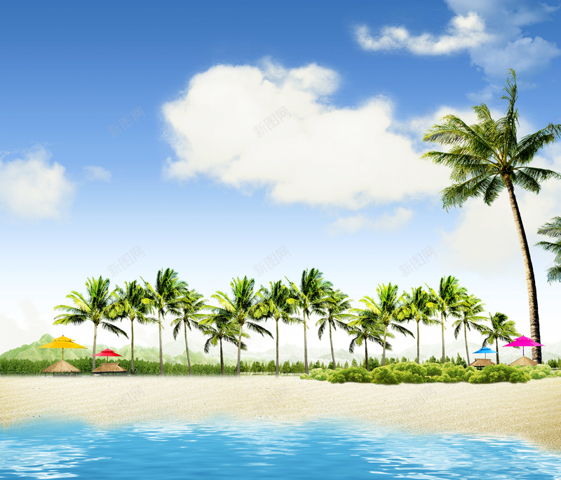 椰树海边夏日海报背景psd设计背景_新图网 https://ixintu.com 大海 大海沙滩 椰子 椰子树 椰树 水 沙子 沙滩 沙滩效果 浪 海水 海洋 海浪 海边 白去海浪