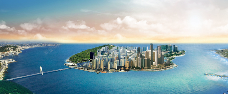 海景城市psd设计背景_新图网 https://ixintu.com 海中城市 海报banner 海景 海景房