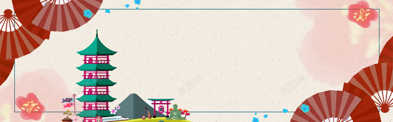 手绘日本旅游促销bannerpsd设计背景_新图网 https://ixintu.com 促销banner 国庆出游 国庆旅游 扇子 手绘 旅游 日本游 秋天旅游 秋季 简约