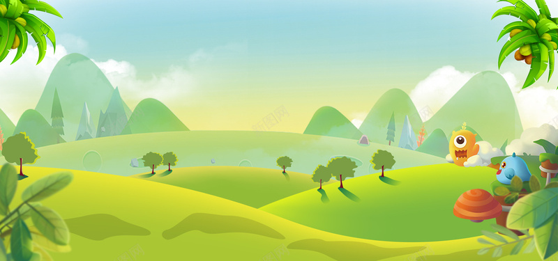 可爱卡通野外旅行bannerpsd设计背景_新图网 https://ixintu.com 卡通 可爱 大自然 旅行 树木 清新 野外 野炊
