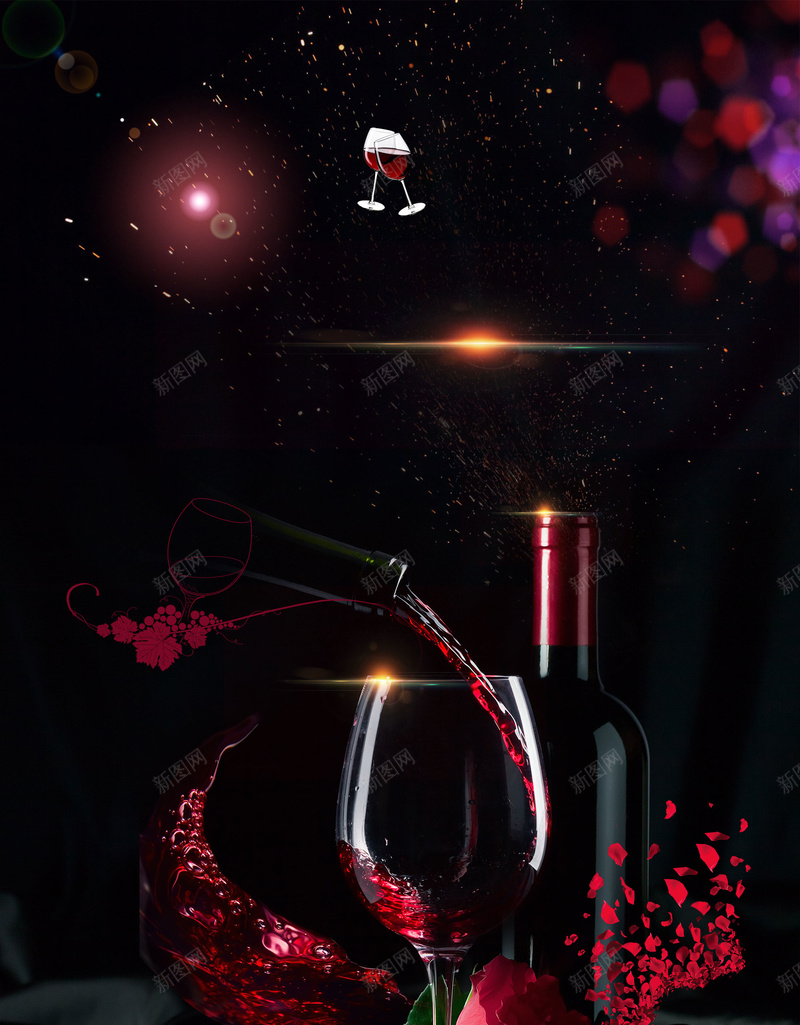 极简风格醉美葡萄酒jpg设计背景_新图网 https://ixintu.com 150PPI PSD源文件 分层文件 平面设计 浪漫 红酒 红酒促销 花瓣 葡萄酒 酒杯 醉美红酒