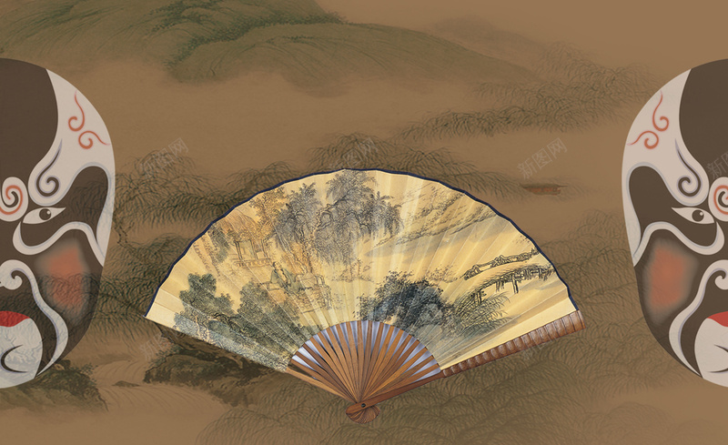 中国京剧背景模板jpg设计背景_新图网 https://ixintu.com PSD 中国 中国风 京剧 墨迹 平面 广告 戏曲 折扇 模板 水墨 海报 素材 背景 脸谱 风景