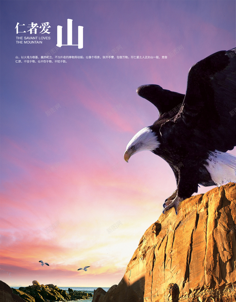 大鹏展翅海报背景图psd设计背景_新图网 https://ixintu.com 夕阳 大鹏展翅 天空 海水 石头 背景海报 雄鹰展翅 霸气
