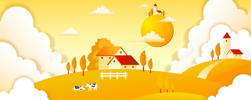 卡通牧场矢量图ai设计背景_新图网 https://ixintu.com 动物 卡通 手绘 放牧 牧场 畜牧 童趣 矢量图