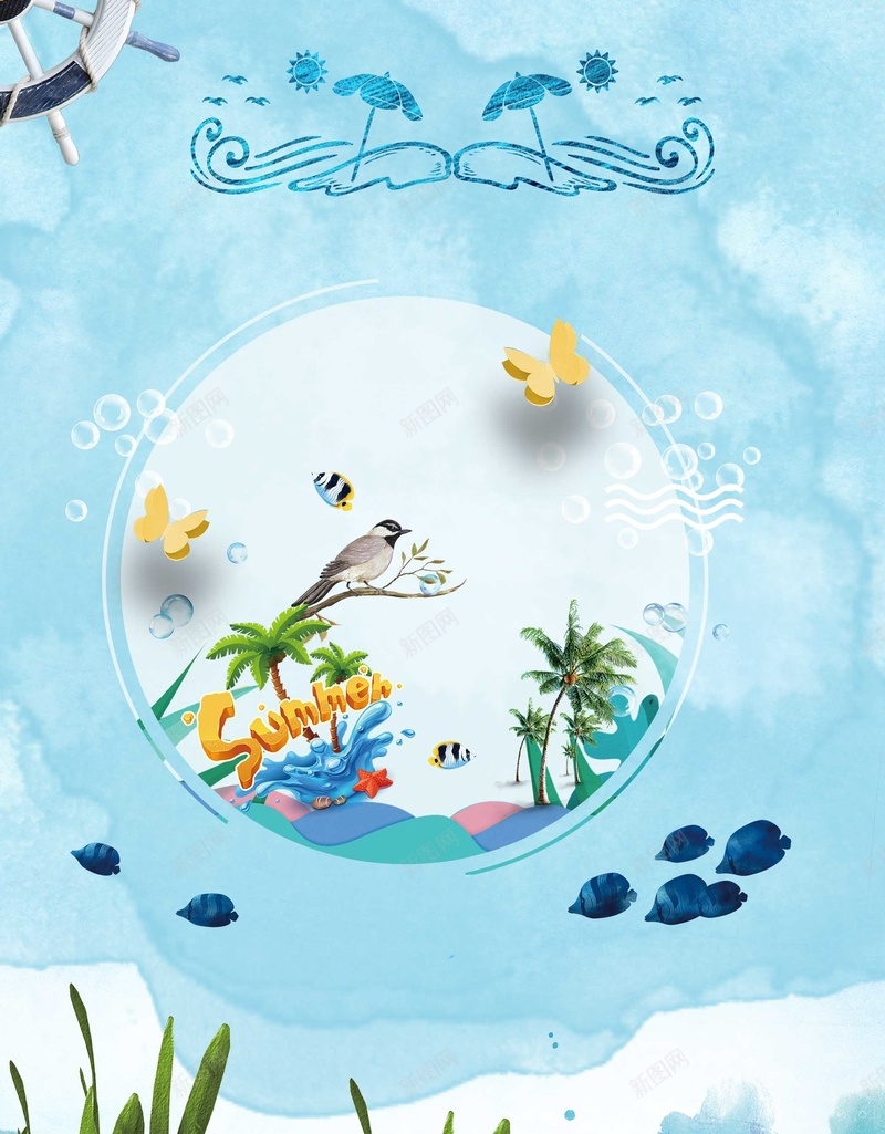 卡通海豚海洋世界psd设计背景_新图网 https://ixintu.com 你好夏天 冰爽盛夏 夏季促销 夏日激情 旅游海报 水族馆海报 海底世界 海底世界的 海报 海水 海洋世界 海滨 海豚 游玩海报 热情
