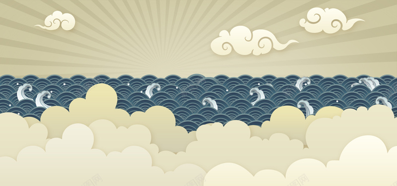 剪纸贴画背景psd设计背景_新图网 https://ixintu.com 中国风 传统浪花背景 剪纸贴画背景 古典 波浪纹 海报banner 祥云纹