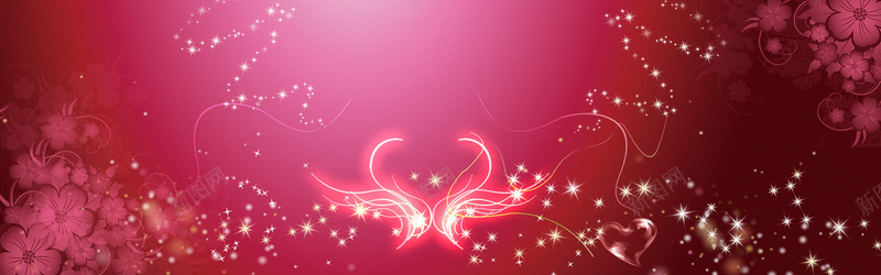 新年枚红色炫光花朵淘宝浪漫海报背景背景