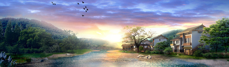 房地产banner创意psd设计背景_新图网 https://ixintu.com 其他 广告 建筑群 海报banner 海洋 街道 高大上