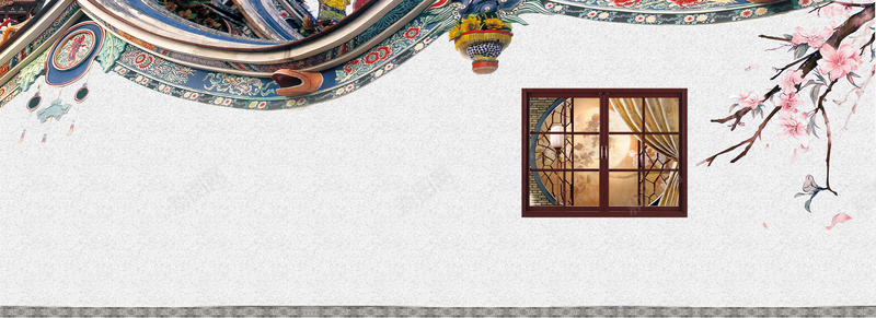 中国元素古风建筑背景背景