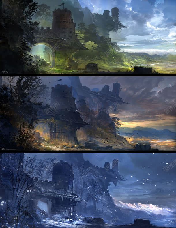 手绘神秘城堡场景jpg设计背景_新图网 https://ixintu.com 场景 城堡 神秘