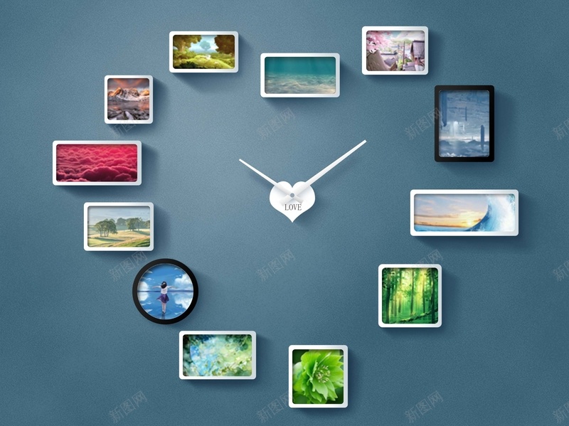 心形照片墙海报背景psd设计背景_新图网 https://ixintu.com 心形 时钟 海报 淘宝照片墙海报 照片墙 照片墙素材 照片墙钟 背景