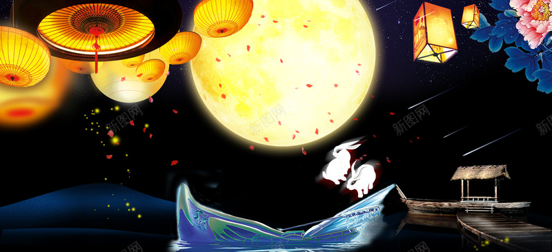 国庆狂欢购淘宝天猫中秋背景psd设计背景_新图网 https://ixintu.com 中秋国庆 中秋海报 中秋背景 国庆 天猫首页 月亮 浪漫中秋 淘宝 狂欢购 玉兔 花灯